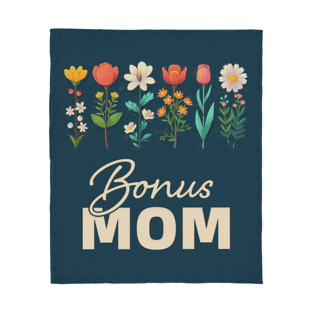Mom Jersey Fleece Blanket - Gift for Stepmom, Bonus Mom Birthday & Mother's Day