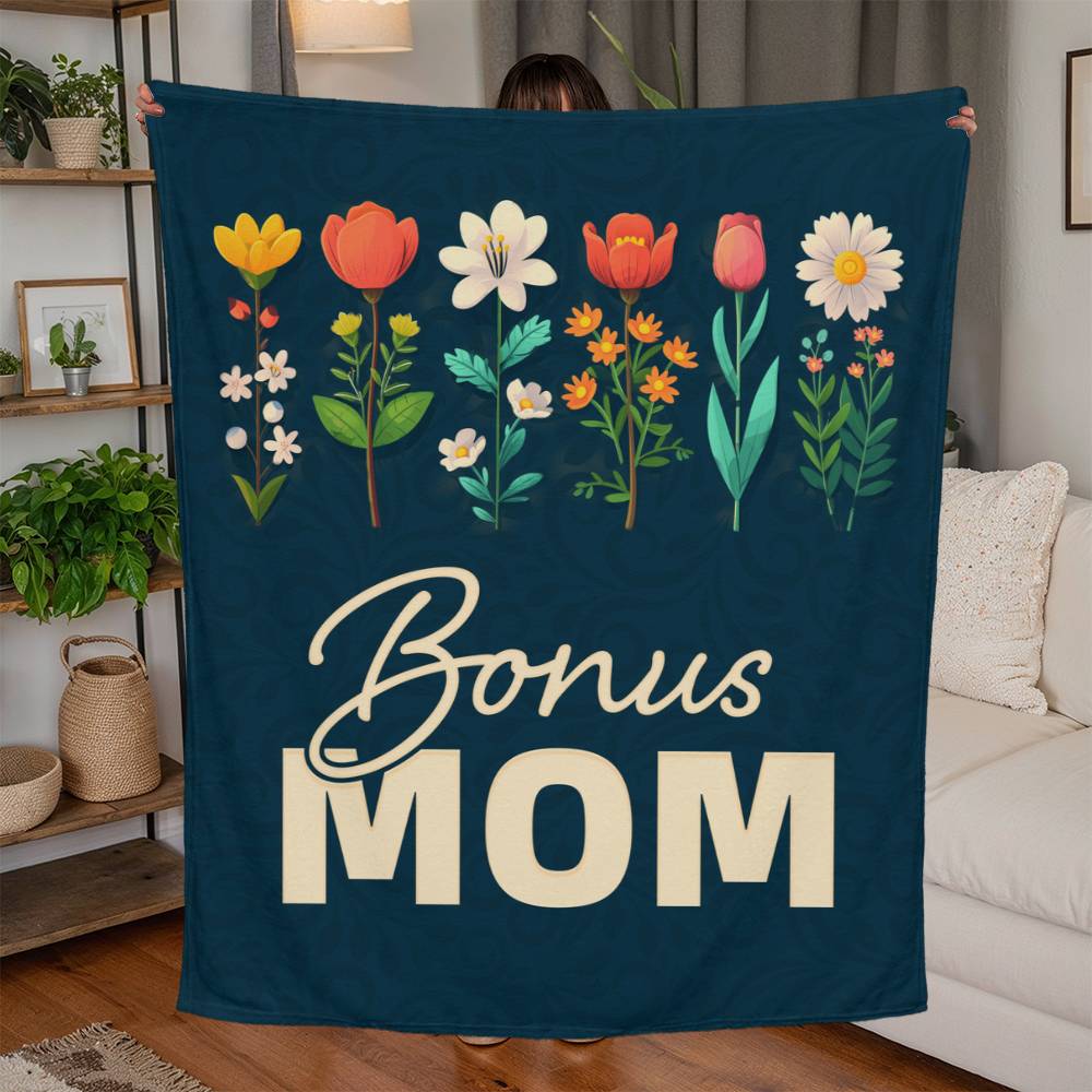 Mom Jersey Fleece Blanket - Gift for Stepmom, Bonus Mom Birthday & Mother's Day