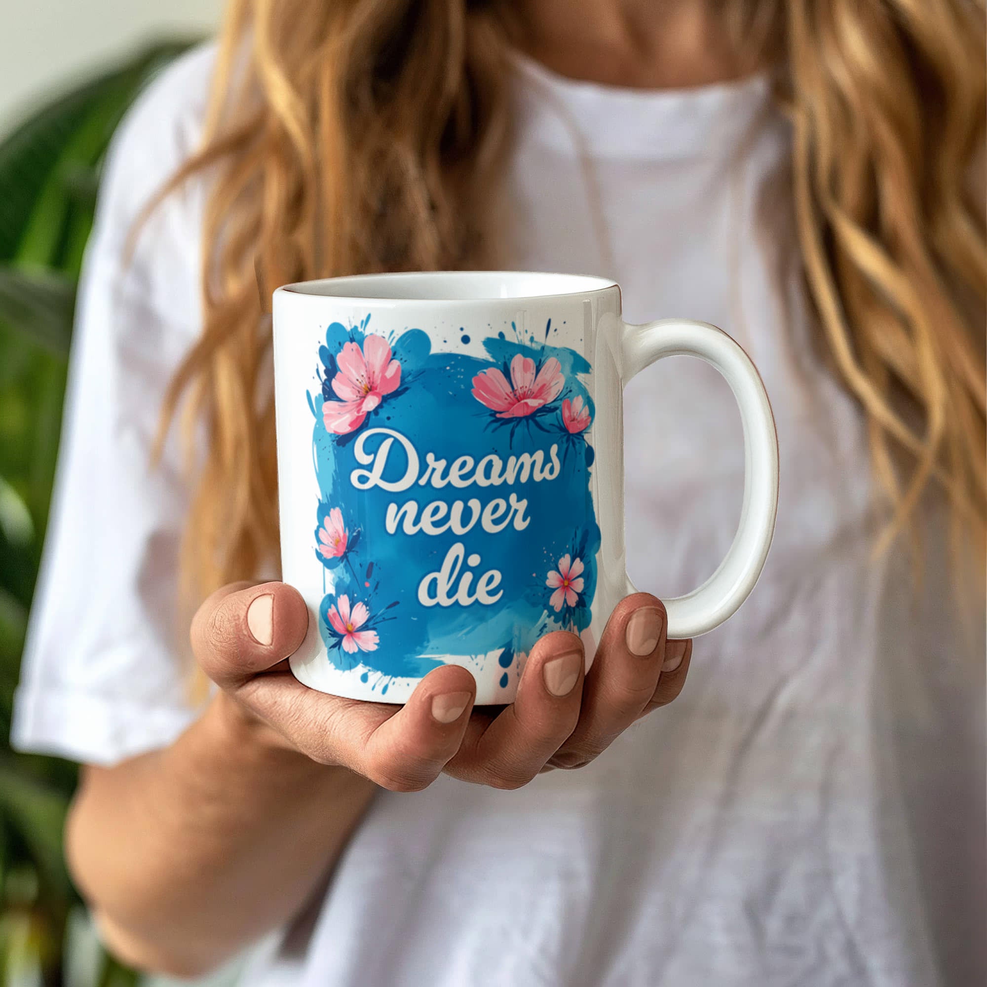 White Ceramic Mug-Dreams Never Die