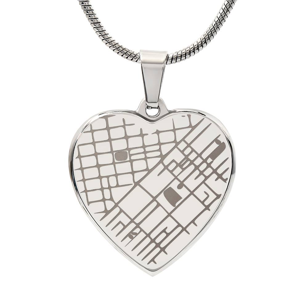 Map Heart Necklace - Hold Your Special Place Close to your Heart