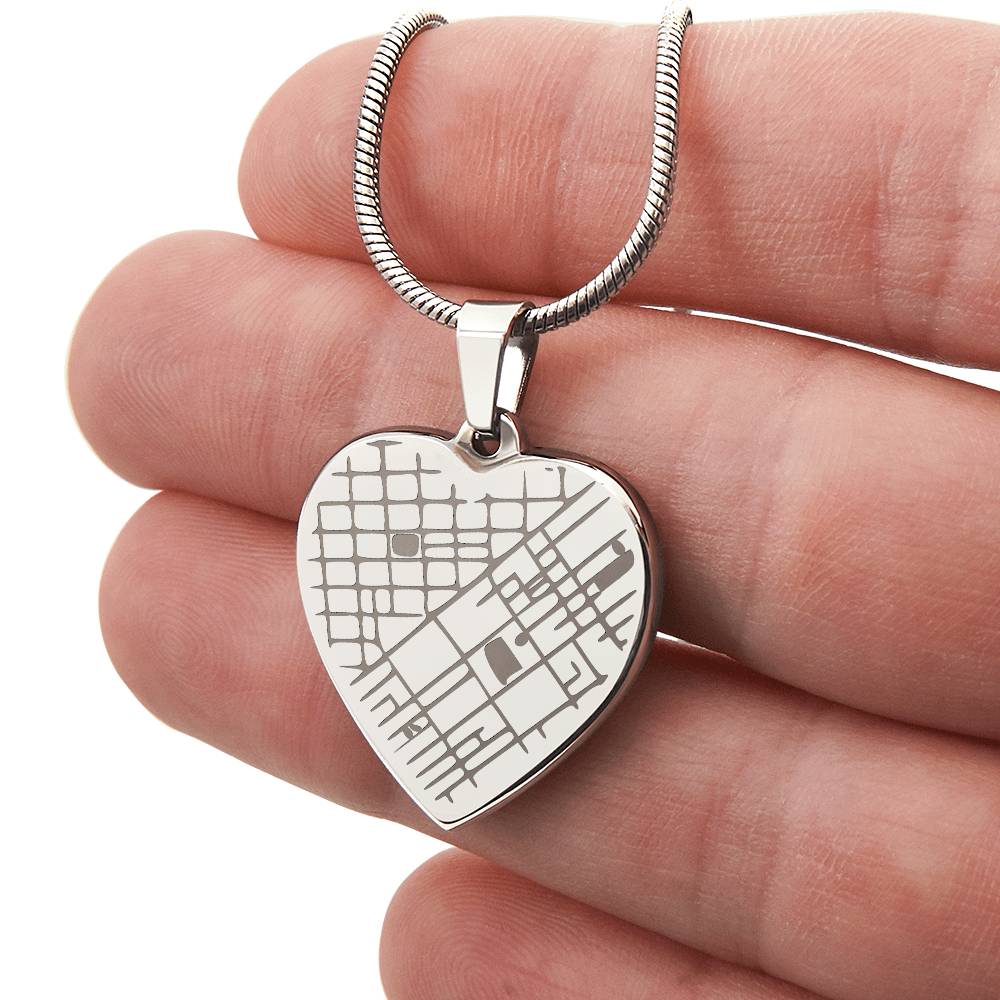 Map Heart Necklace - Hold Your Special Place Close to your Heart