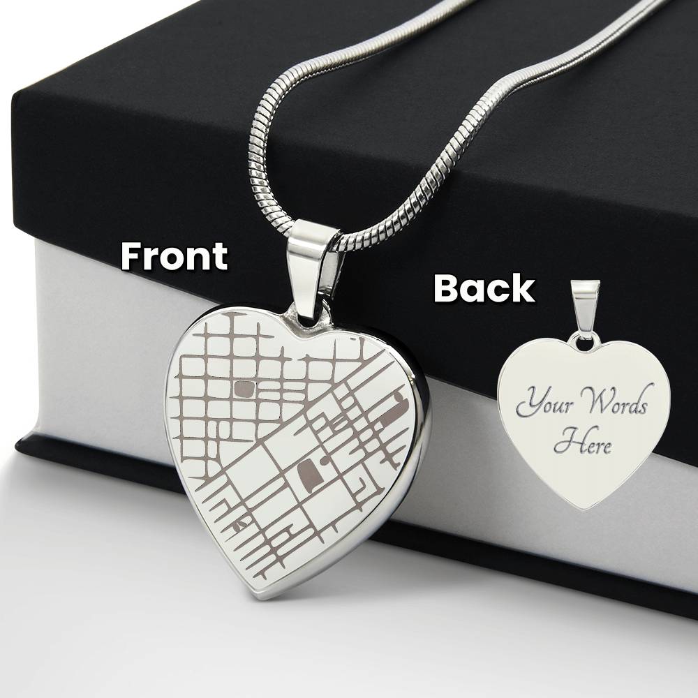 Map Heart Necklace - Hold Your Special Place Close to your Heart