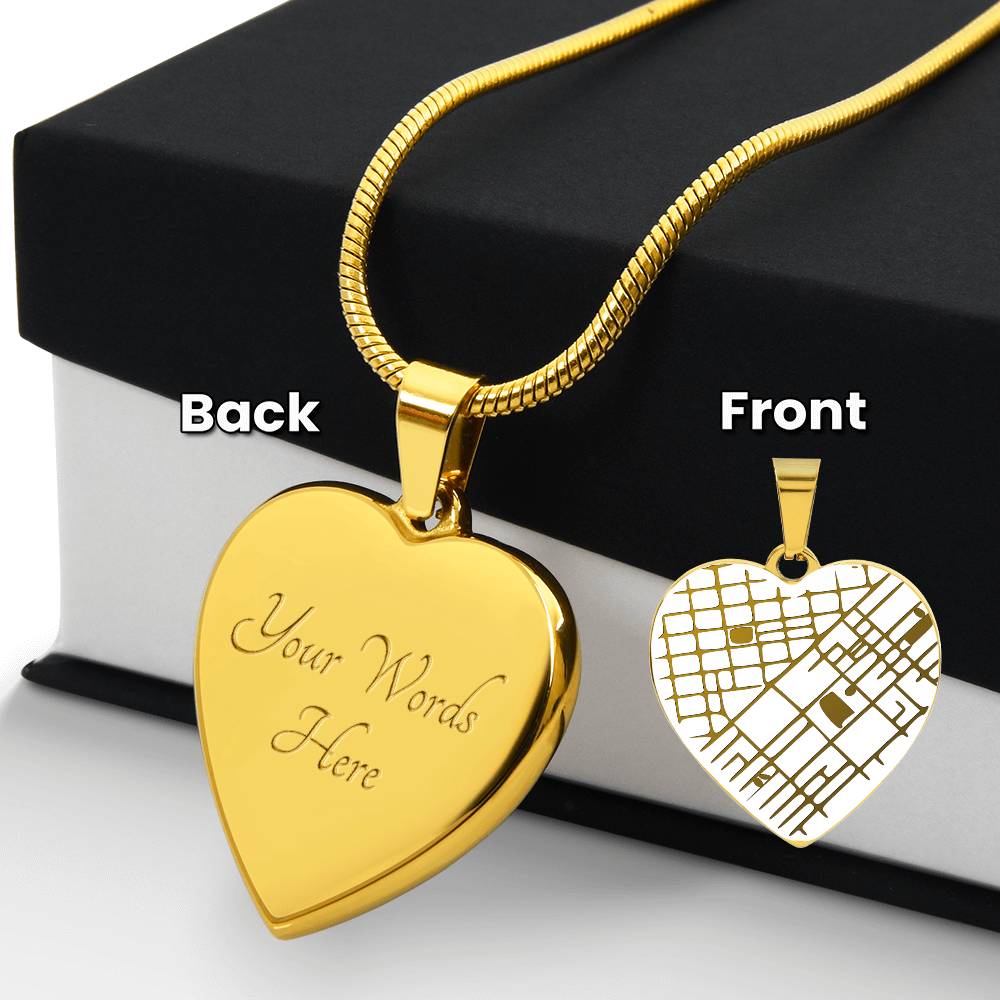 Map Heart Necklace - Hold Your Special Place Close to your Heart