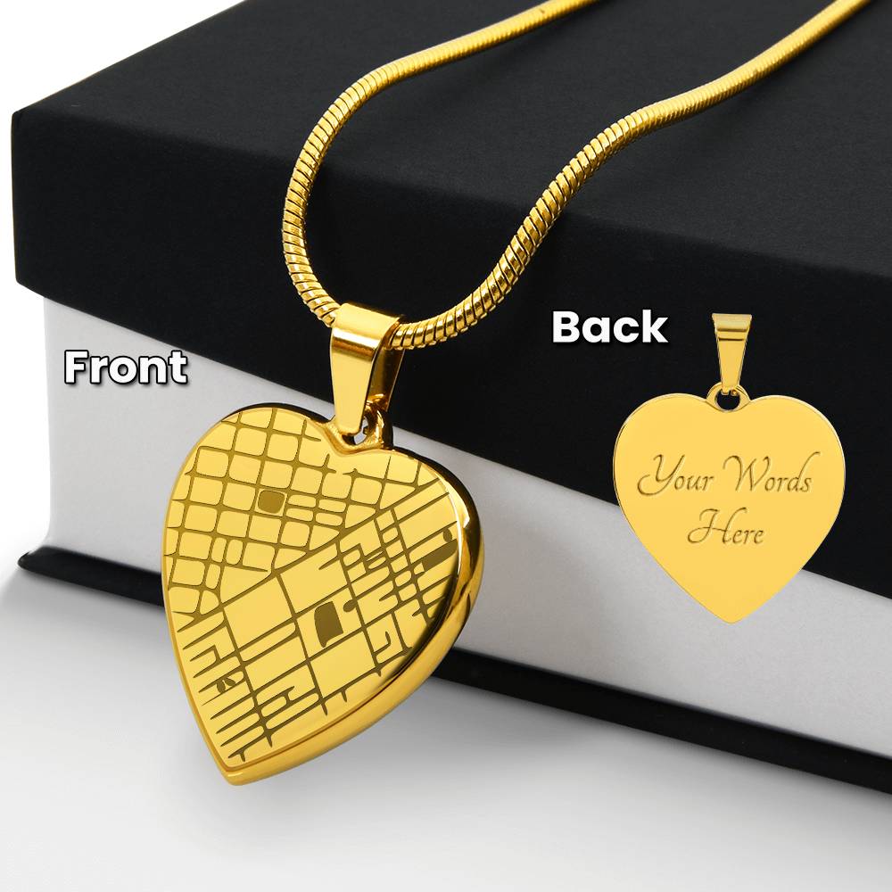 Map Heart Necklace - Hold Your Special Place Close to your Heart